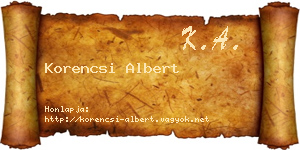 Korencsi Albert névjegykártya