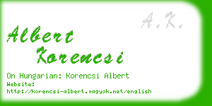 albert korencsi business card